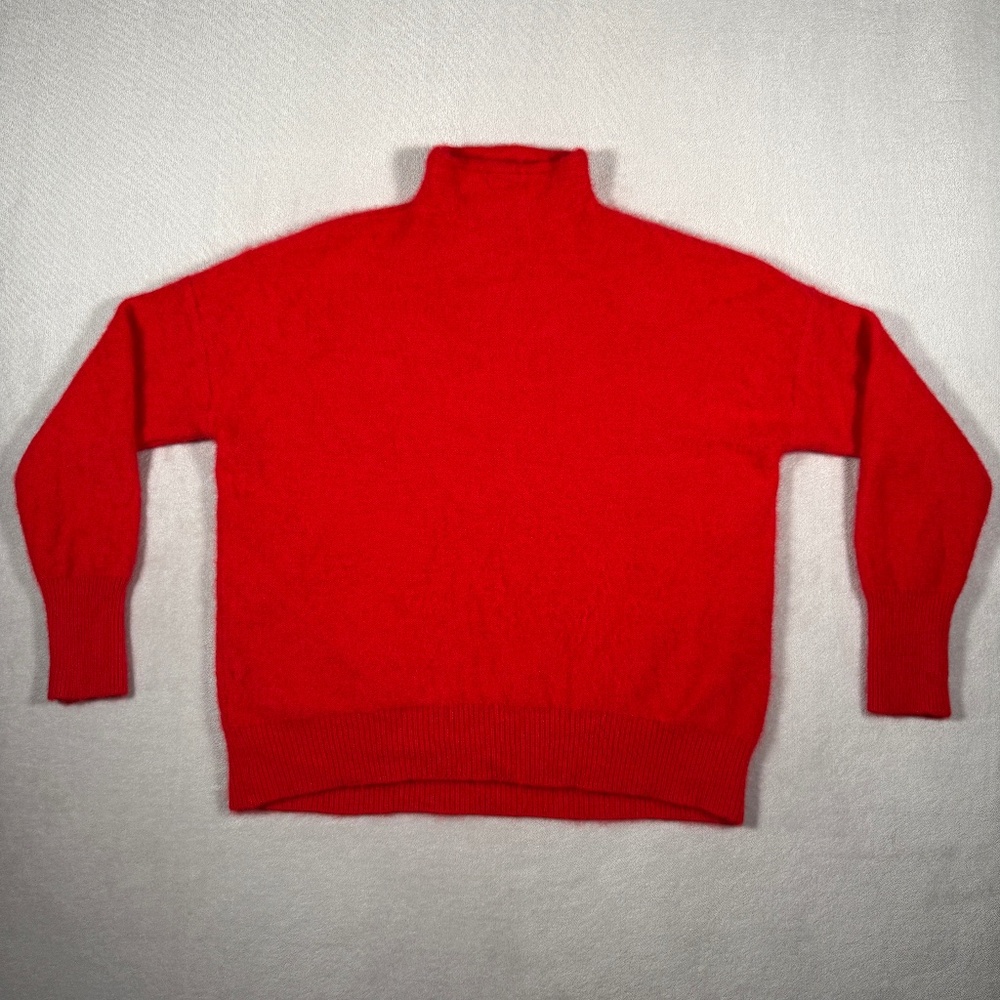 Saks Fifth Avenue Sweater Womens X Large Red 100% Cashmere Mock Neck Pullover